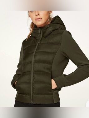 LULULEMON Down & Around Hooded Down Quilted Jacket in Armory Green